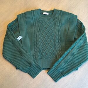 Aritzia Green Cable Knit Sweater